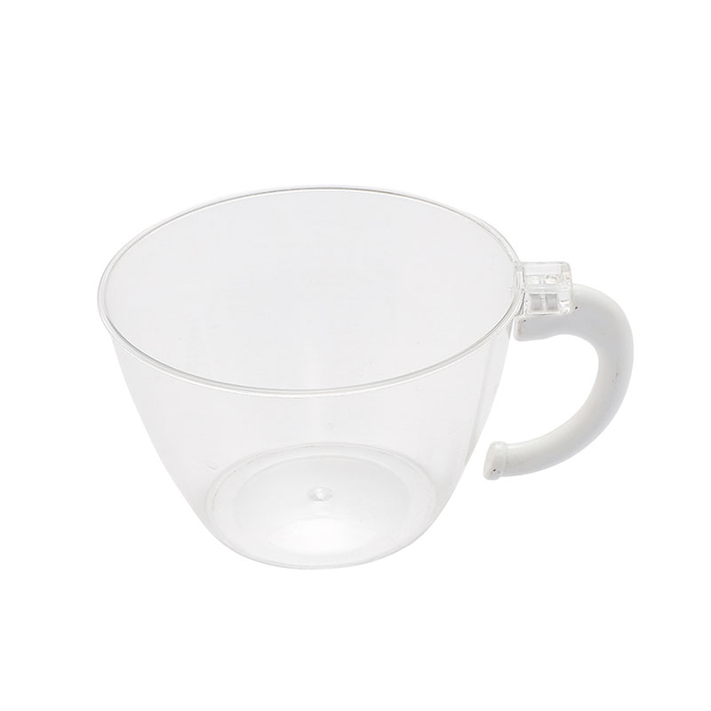 Transparent Color White Handle Plastic Coffee Cup